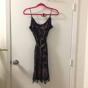BETSEY JOHNSON Dress Lace Overlay Lavender Black